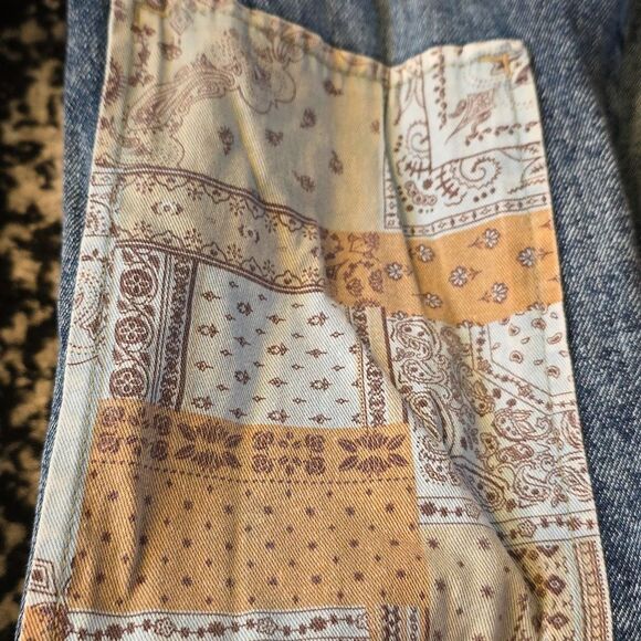 SO Super High Rise DAD Jeans Patchwork Raw Hem Acid Wash Sz 9/29W Junior Button - Picture 12 of 15